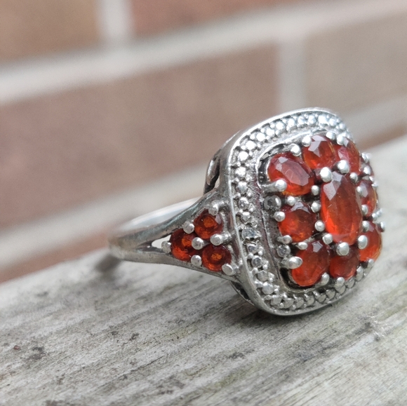Retired Sterling Chuck Clemency QVC Orange Sapphire Ring - Picture 6 of 7